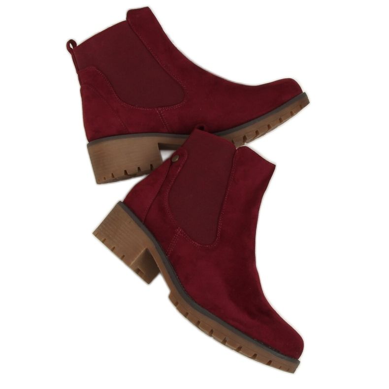 Botas de vinho Burgundy 8B902 para mulheres vermelho