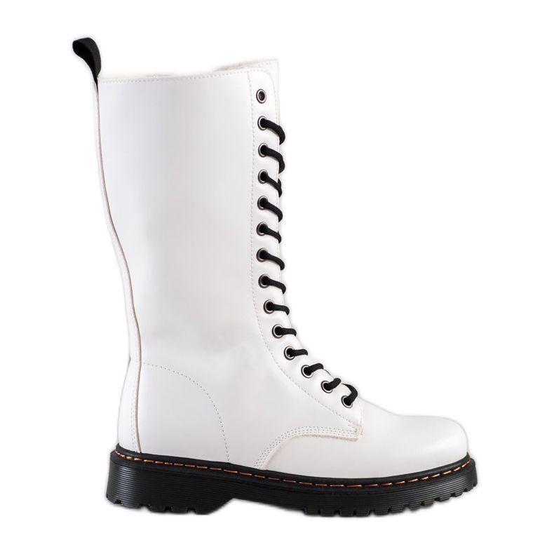 SHELOVET Botas brancas altas branco preto
