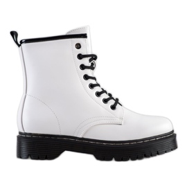 Weide Botas Quentes Com Couro Ecológico branco preto Weide Botas Quentes Com Couro Ecológico branco preto