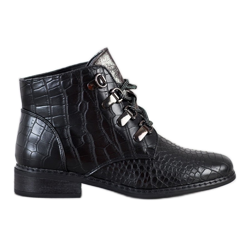 Goodin Botas elegantes com cordões preto prata