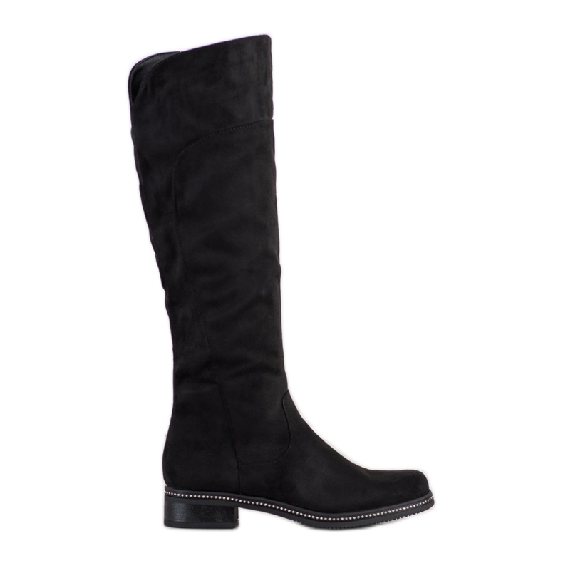 SHELOVET Botas pretas com zircônia cúbica preto