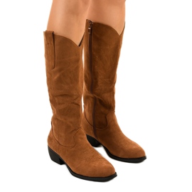 Botas de cano alto camurça da Evelralla botas de cowboy marrom multicolorido