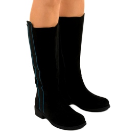 Botas pretas rasas com cano longo Magtoris preto