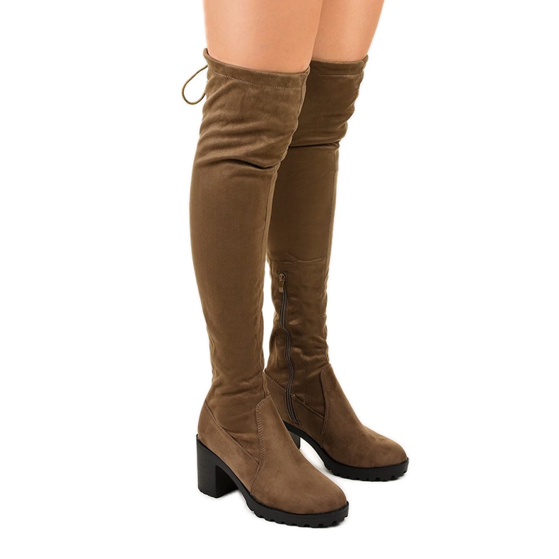 Botas de camurça no poste do caqui de Hekran cáqui verde Botas de camurça no poste do caqui de Hekran cáqui verde