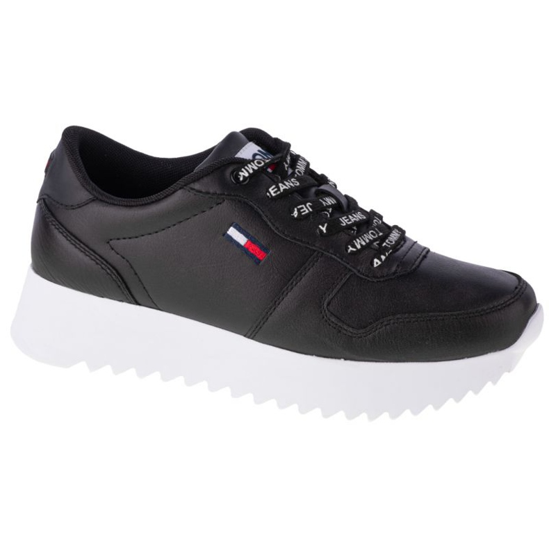 Sapatos Tommy Hilfiger com travas altas de couro W EN0EN01120-BDS preto