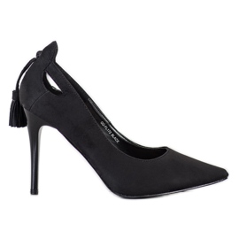 Goodin Estiletes elegantes com franjas preto Goodin Estiletes elegantes com franjas preto