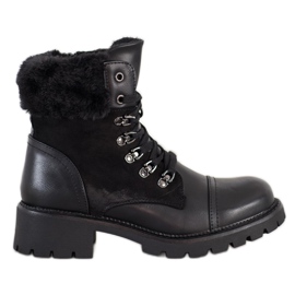 Super Mode Botas quentes amarradas preto