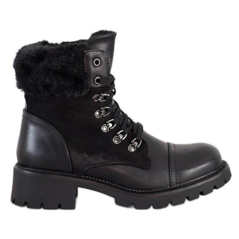 Super Mode Botas quentes amarradas preto Super Mode Botas quentes amarradas preto