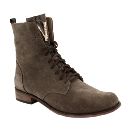 Botas femininas Nicole camurça couro cappuccino 2593 032 marrom