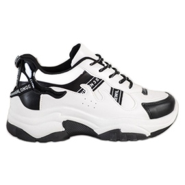 SHELOVET Tênis confortáveis ​​de couro ecológico branco preto