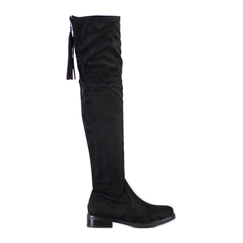 Bestelle Botas acima do joelho com franjas preto