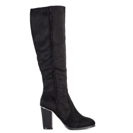 SDS Botas de camurça com cristais preto