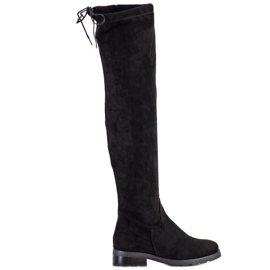 SHELOVET Botas acima do joelho com zircônia cúbica preto