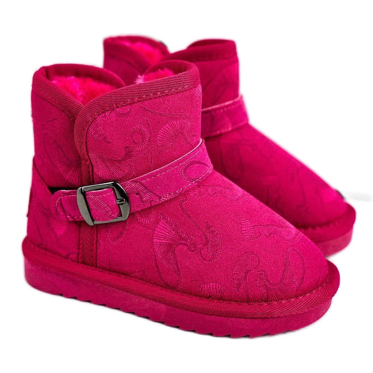 Apawwa Botas de neve infantis com pele fúcsia kawai rosa