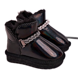 Apawwa Botas de neve infantis com pele a gasolina preta princesa preto Apawwa Botas de neve infantis com pele a gasolina preta princesa preto