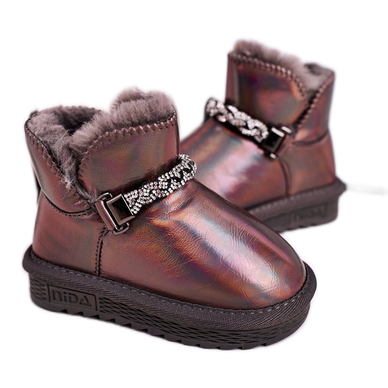 Apawwa Botas de neve infantis com pele a gasolina cinza princesa multicolorido