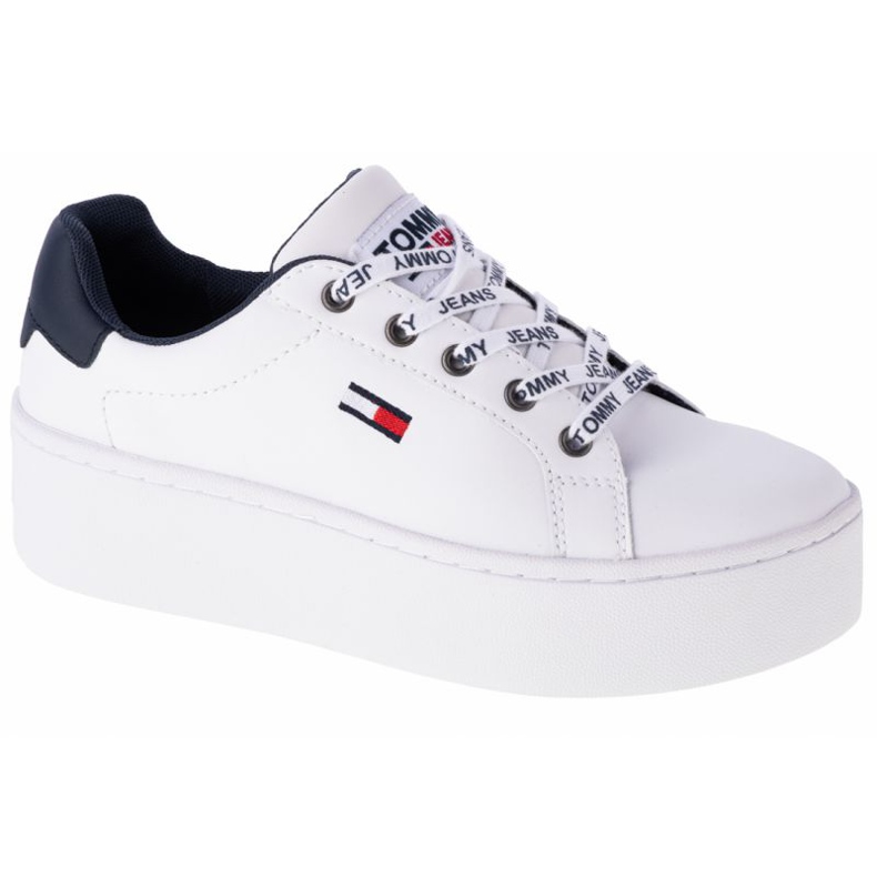 Sapatos de couro liso Tommy Hilfiger Iconic em EN0EN01113-YBR branco