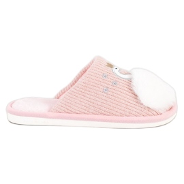 Bona Chinelos quentes com aplicação branco rosa
