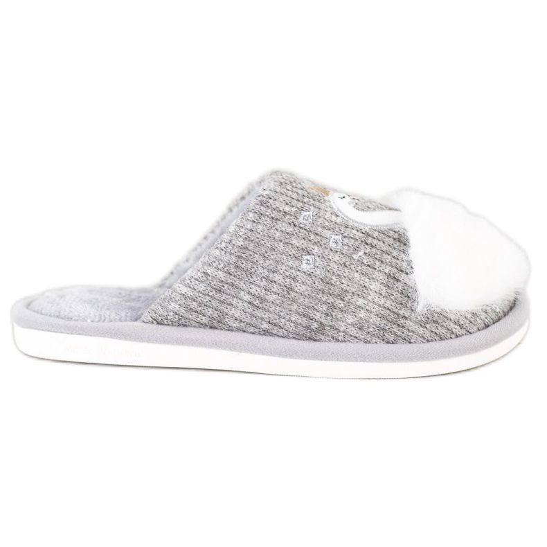 Bona Chinelos quentes com aplicação branco cinza Bona Chinelos quentes com aplicação branco cinza