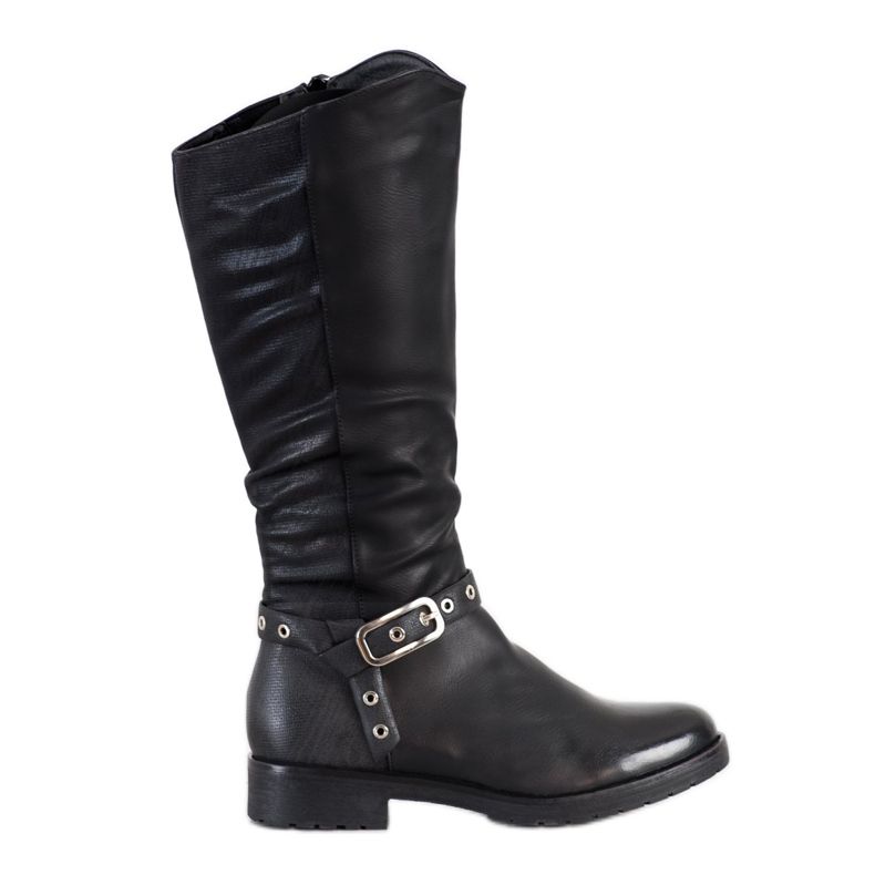 Bella Paris Botas Com Fivela Decorativa preto
