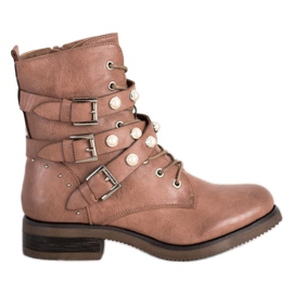 Super Me Botas Com Pérolas castanho