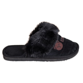 Bona Chinelos com pele de urso preto