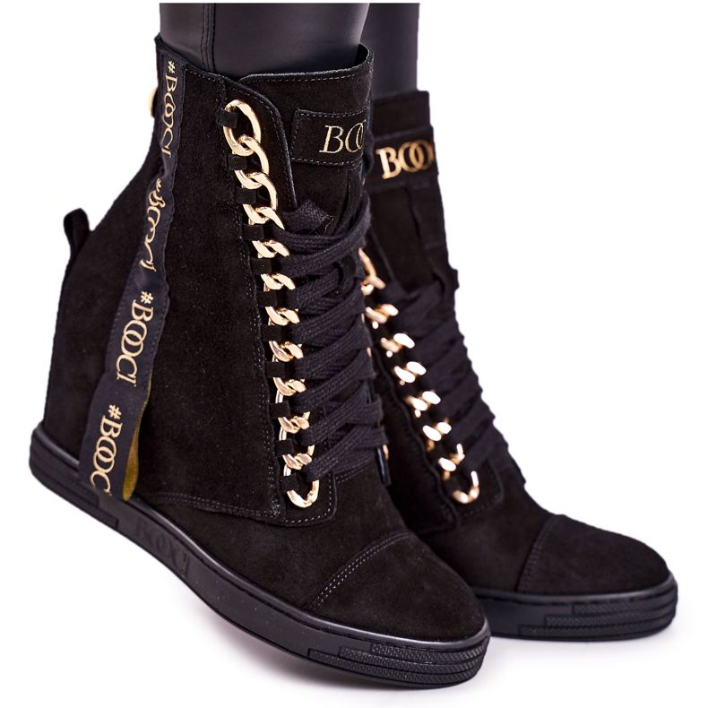 Tênis feminino de camurça com fita BOOCI 2222/543 / z preto