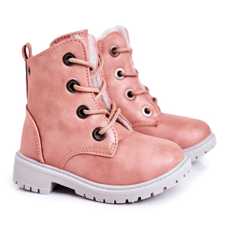 Botas caçadores infantis aquecidas com pele rosa Mia