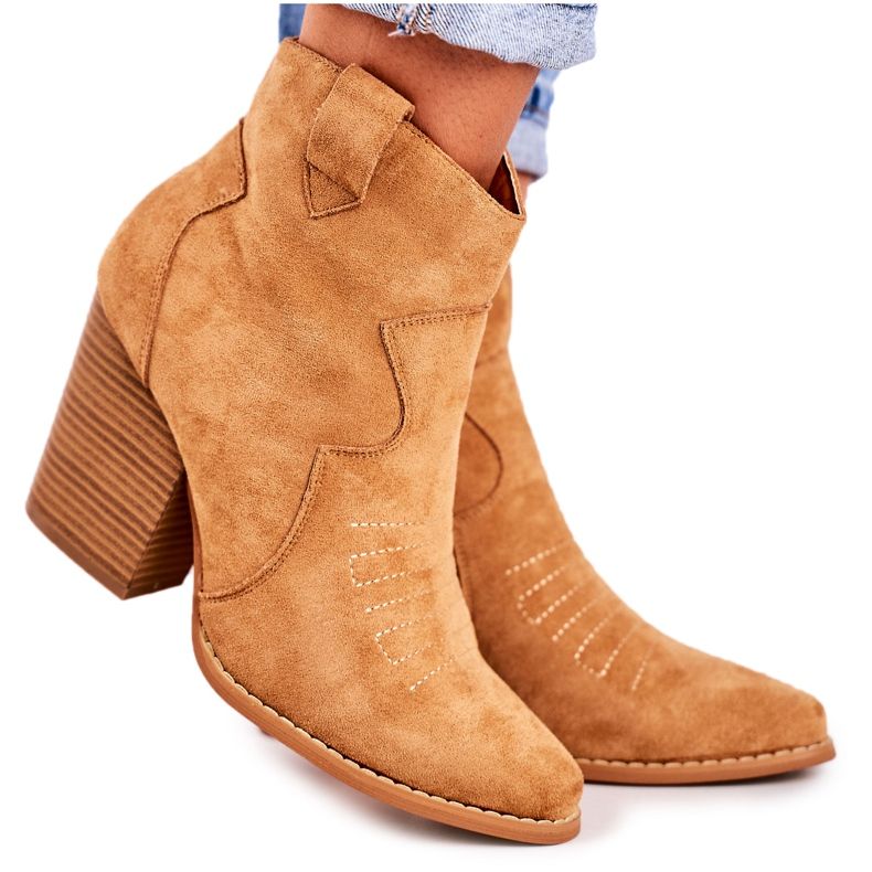 MSMG Botas de cowboy quentes femininas caramelo margarida castanho