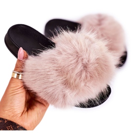 PS1 Chinelos de pele infantil bege fashionista