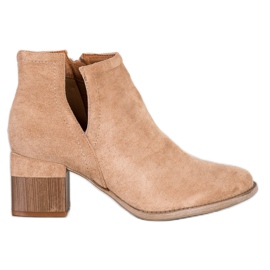 Bella Paris Botas de camurça com corte bege