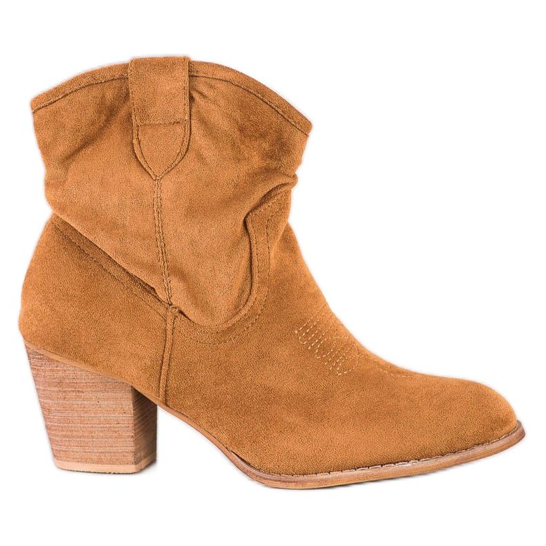 Ideal Shoes Camel Cowgirls em uma postagem marrom multicolorido