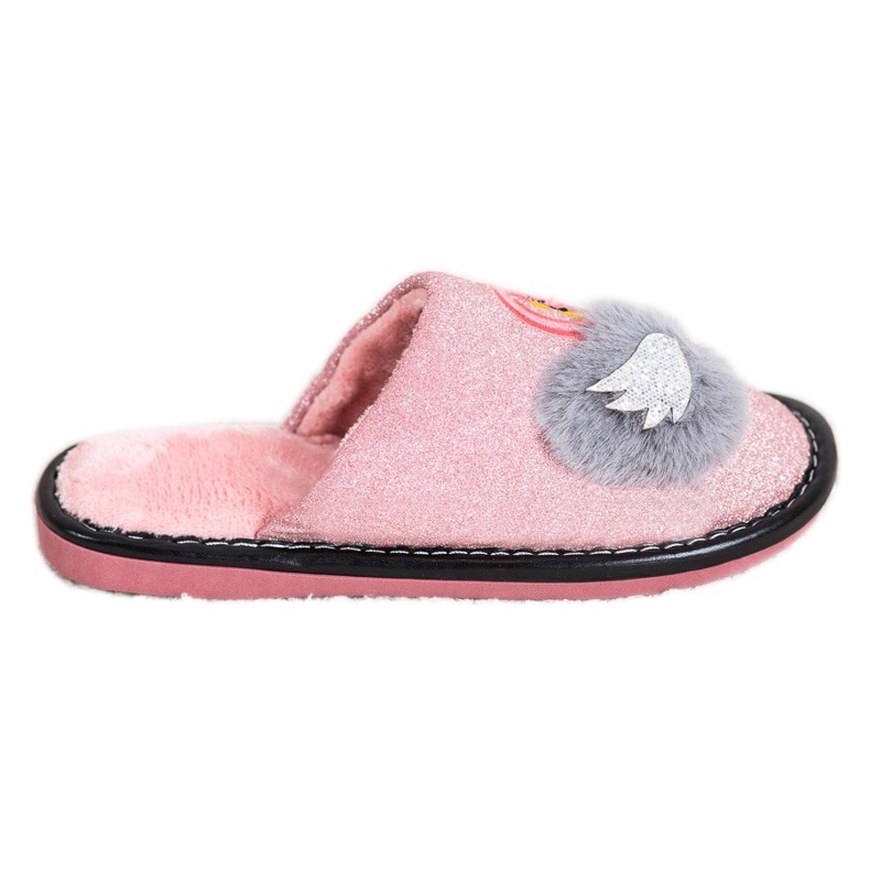 Bona Chinelos elegantes com aplicação rosa