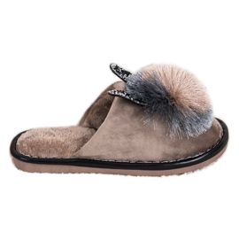 Bona Chinelos elegantes com pompom bege Bona Chinelos elegantes com pompom bege
