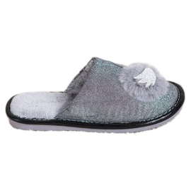 Bona Chinelos elegantes com aplicação cinza Bona Chinelos elegantes com aplicação cinza
