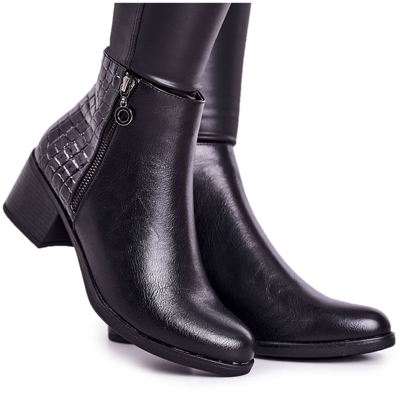 PJ1 Botas quentes femininas com salto alto Animal Print Black Confidence preto