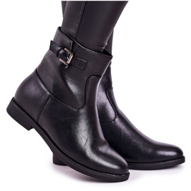 PJ1 Botas pretas de meia-calça femininas com fivela preto