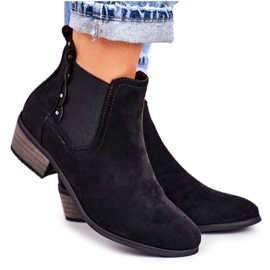 PJ1 Botas femininas clássicas Chelsea Botas de camurça pretas preto