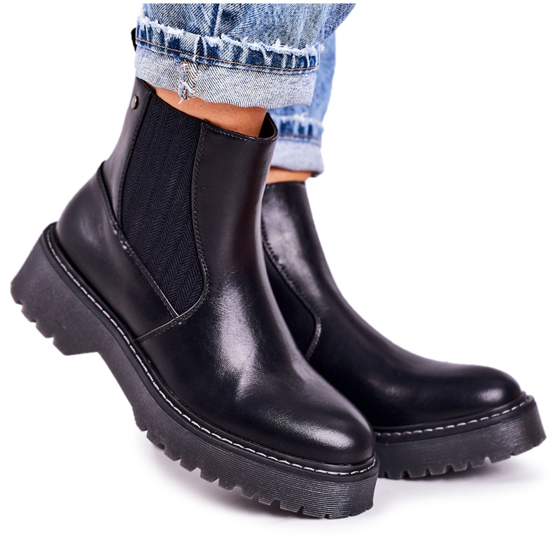 PJ1 Botas femininas Botas jodhpur em um Voyager com sola de borracha preta preto