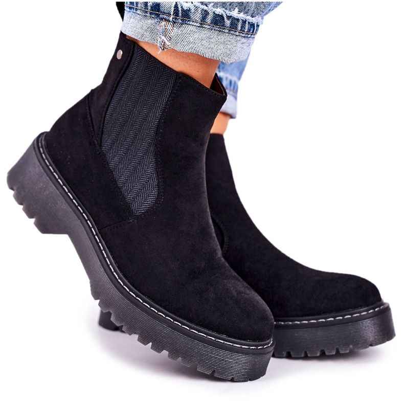 Botas femininas Botas jodhpur em camurça com sola de borracha preta Voyager preto Botas femininas Botas jodhpur em camurça com sola de borracha preta Voyager preto