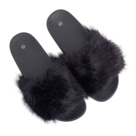 Chinelos pretos CK107P pretos com pele