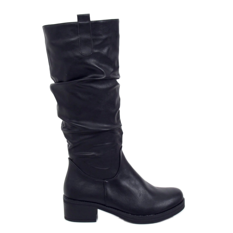 Botas pretas de salto baixo J19-87 pretas preto