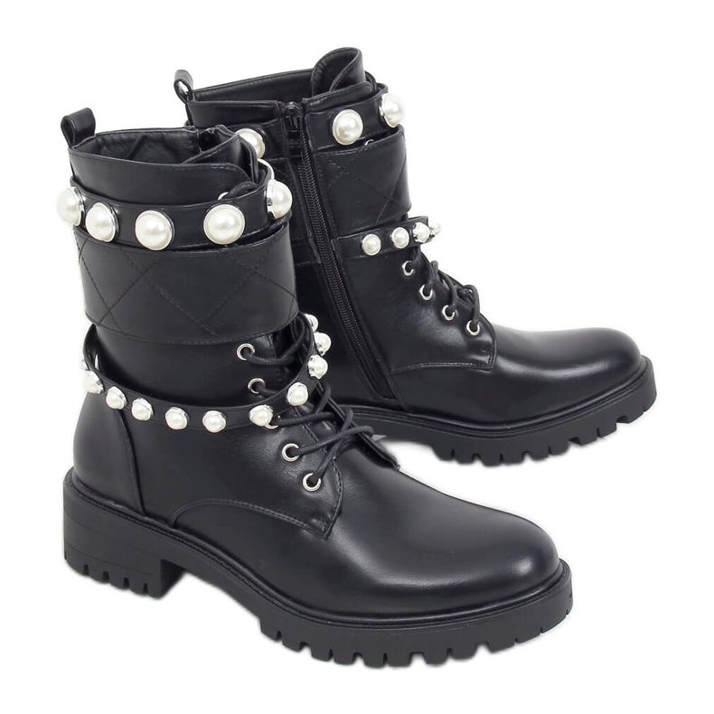 Botas pretas com pérolas NC1065 Preto