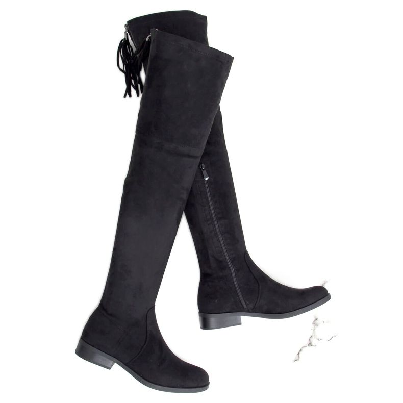 Botas pretas LH53-1 pretas de salto plano preto