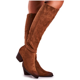 Vinceza Botas de salto feminino camurça marrom Nevermind