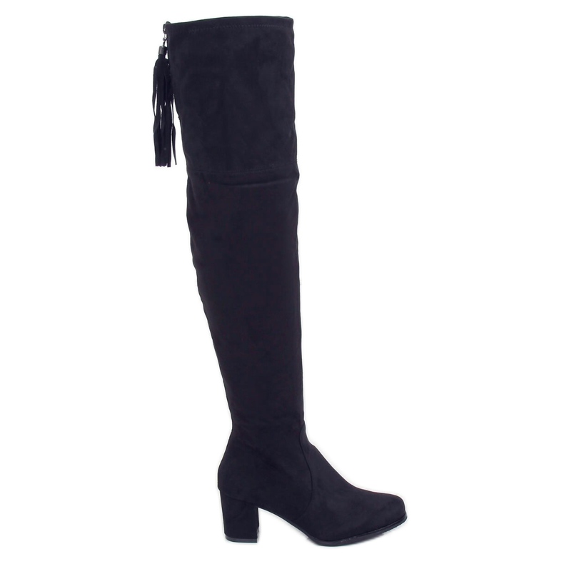 Botas acima do joelho com salto baixo pretas LH49-1 Pretas preto