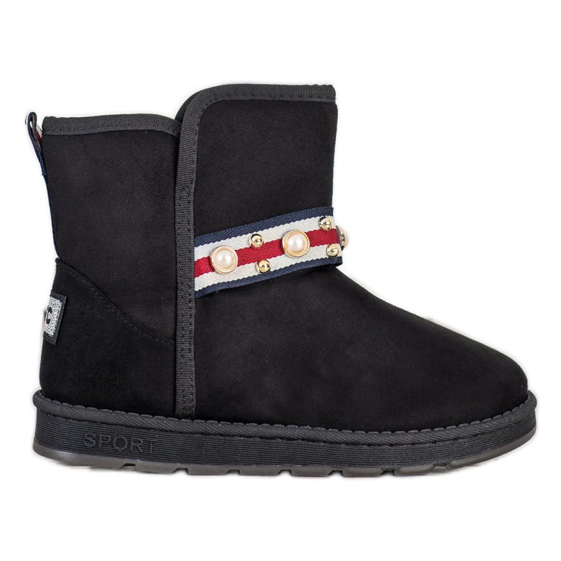 Bona Mukluki com faixa decorativa preto