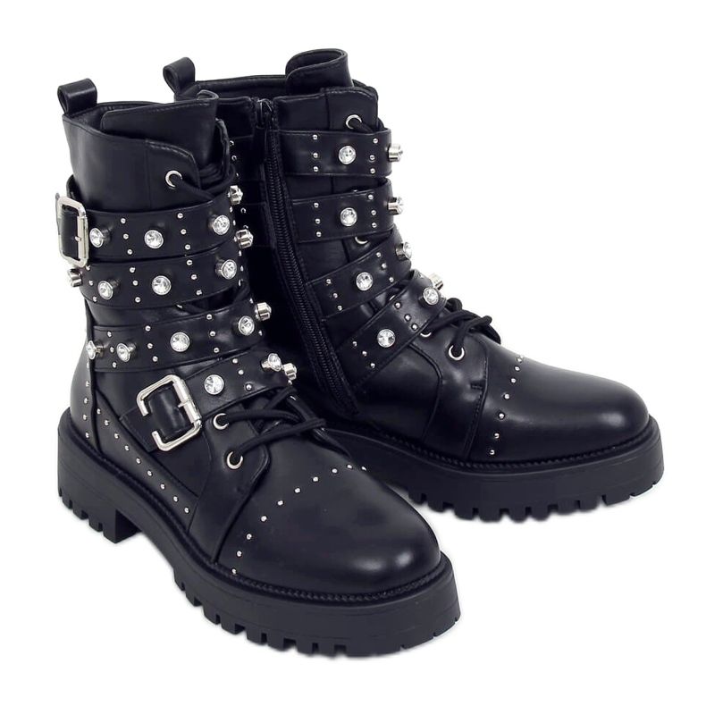 Botas militares com tachas pretas NS176P Preto