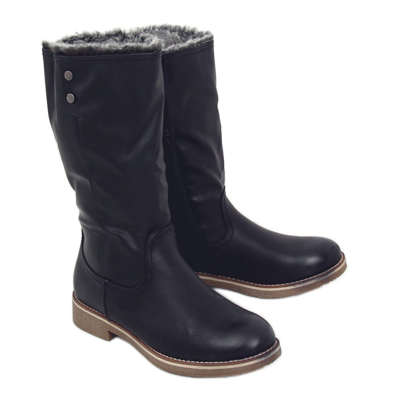 Botas pretas com pele 1089-PA Preta preto Botas pretas com pele 1089-PA Preta preto