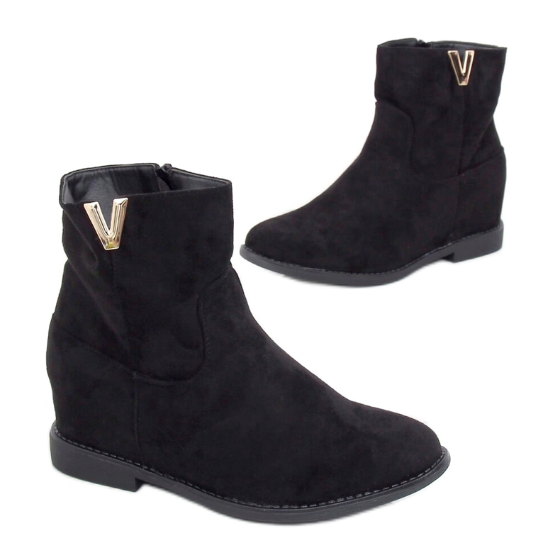 Botas pretas ZT1013 pretas com salto oculto preto